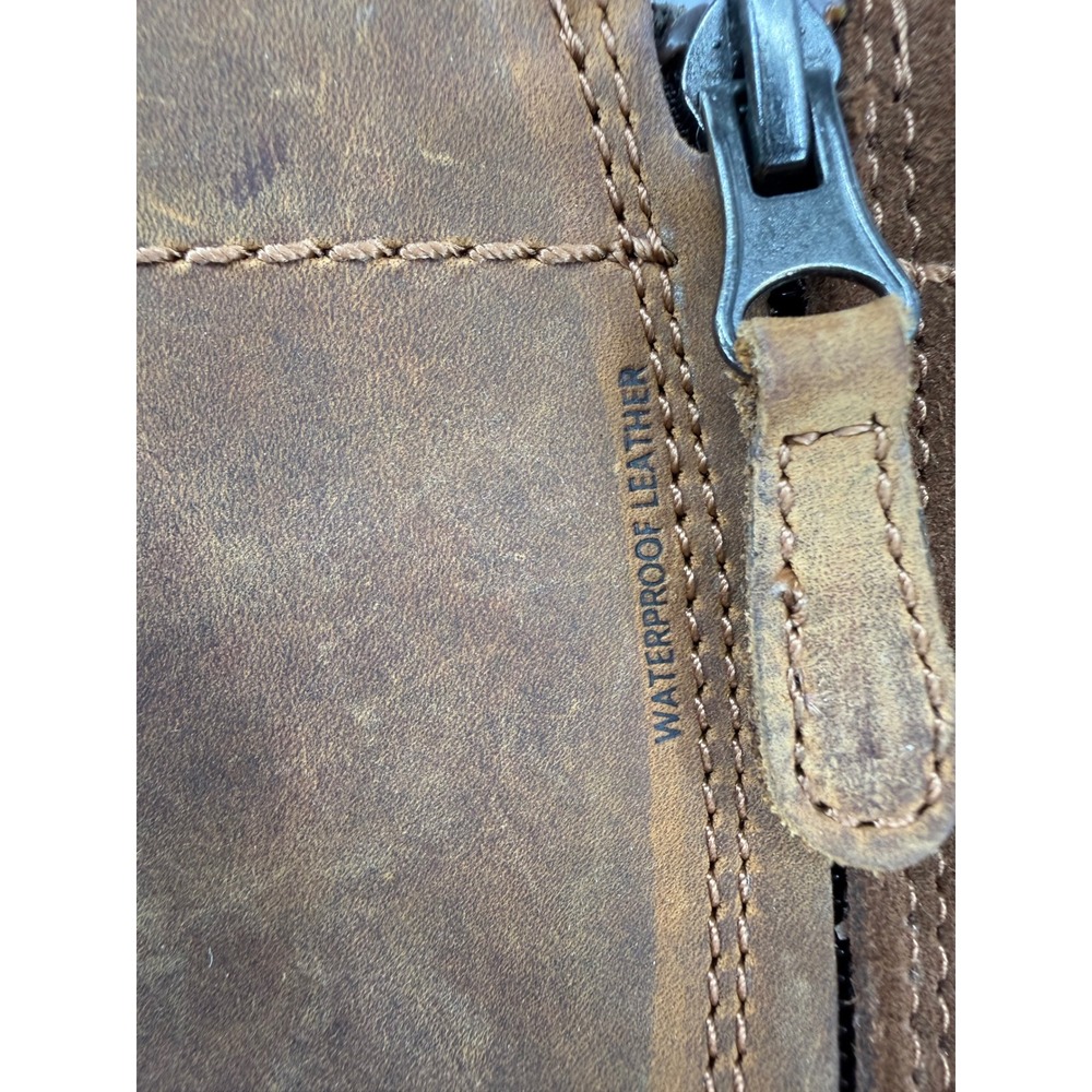 Eddie Bauer Women's Covey Leather Ankle Boots Brown Waterproof Zip‎ Moto Size 9 - Picture 5 of 15